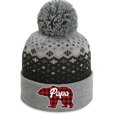 Family Christmas Matching Plaid Papa Bear The Baniff Cuffed Pom Beanie