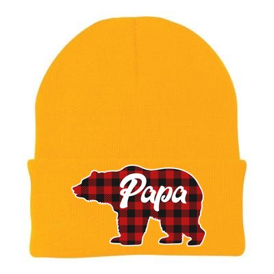 Family Christmas Matching Plaid Papa Bear Knit Cap Winter Beanie