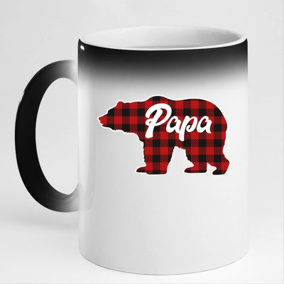 Family Christmas Matching Plaid Papa Bear 11oz Black Color Changing Mug