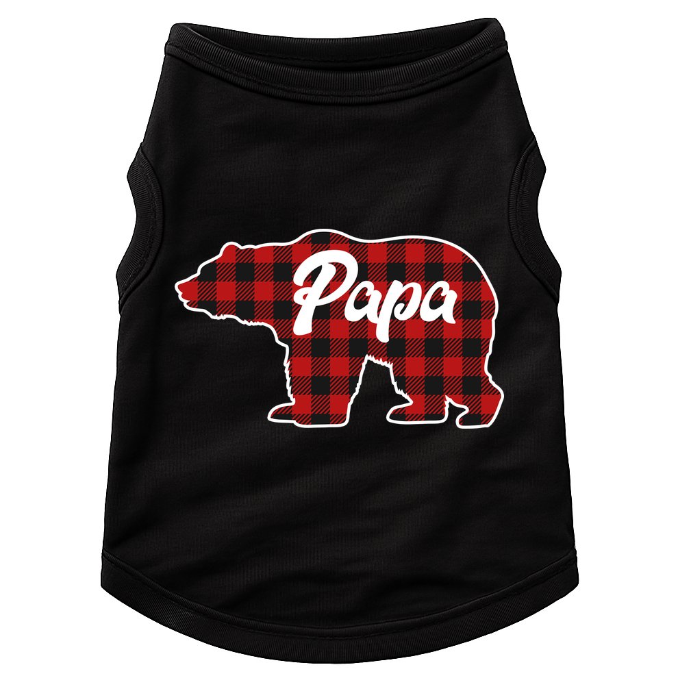 Family Christmas Matching Plaid Papa Bear Doggie Tank