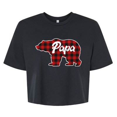 Family Christmas Matching Plaid Papa Bear Bella+Canvas Jersey Crop Tee