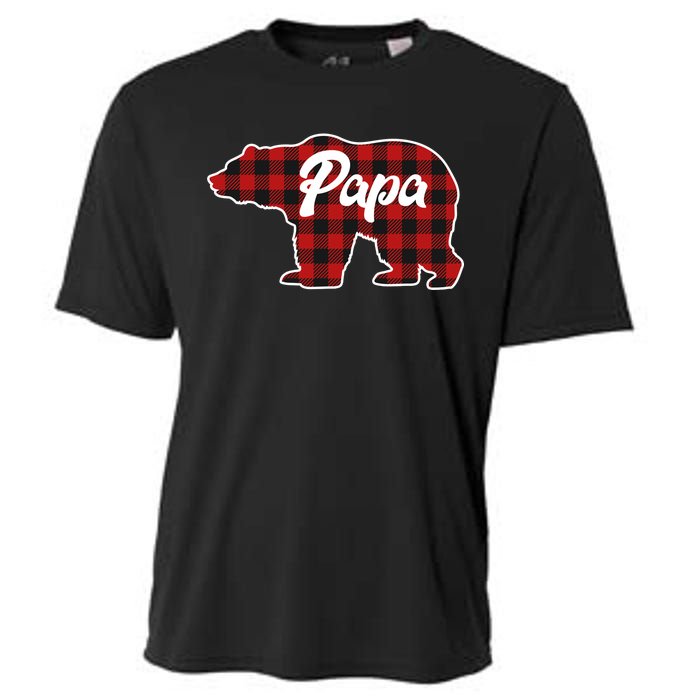 Family Christmas Matching Plaid Papa Bear Cooling Performance Crew T-Shirt