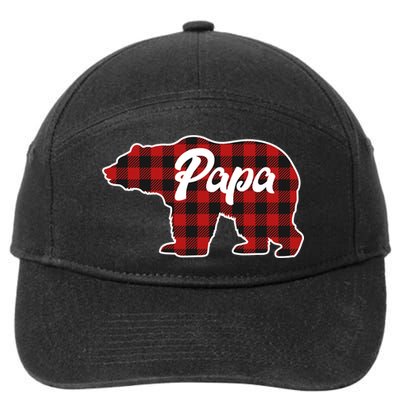 Family Christmas Matching Plaid Papa Bear 7-Panel Snapback Hat