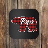 Family Christmas Matching Plaid Papa Bear Coaster