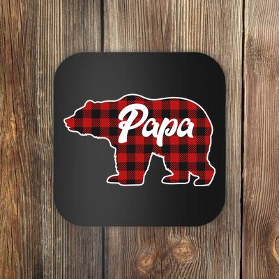 Family Christmas Matching Plaid Papa Bear Coaster