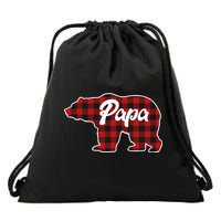 Family Christmas Matching Plaid Papa Bear Drawstring Bag