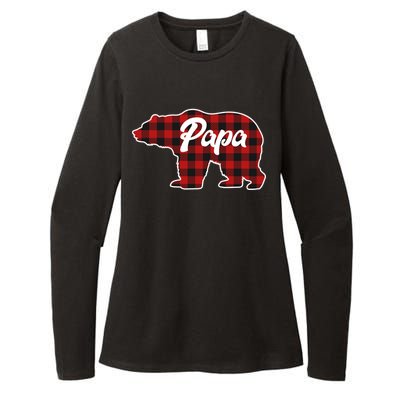 Family Christmas Matching Plaid Papa Bear Womens CVC Long Sleeve Shirt