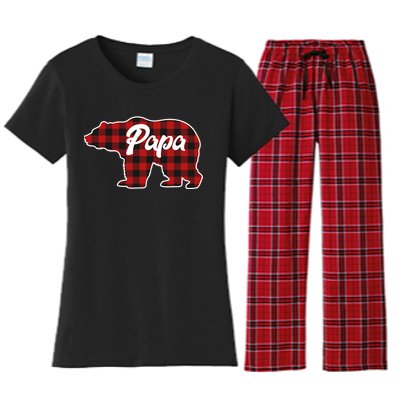 Family Christmas Matching Plaid Papa Bear Women's Flannel Pajama Set