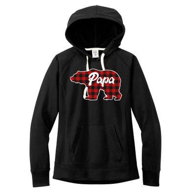 Family Christmas Matching Plaid Papa Bear Women's Fleece Hoodie