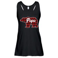 Family Christmas Matching Plaid Papa Bear Ladies Essential Flowy Tank