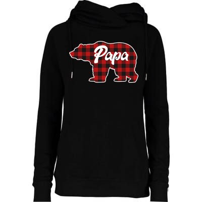 Family Christmas Matching Plaid Papa Bear Womens Funnel Neck Pullover Hood