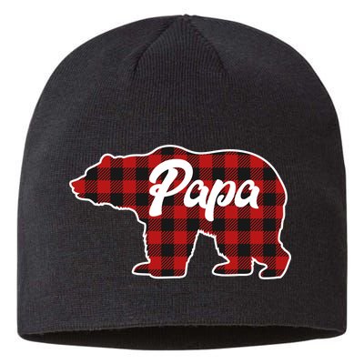 Family Christmas Matching Plaid Papa Bear Sustainable Beanie