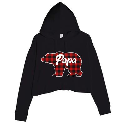 Family Christmas Matching Plaid Papa Bear Crop Fleece Hoodie