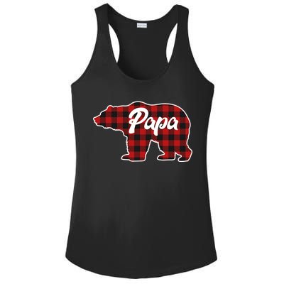 Family Christmas Matching Plaid Papa Bear Ladies PosiCharge Competitor Racerback Tank