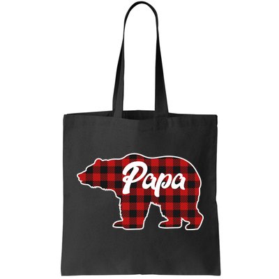 Family Christmas Matching Plaid Papa Bear Tote Bag