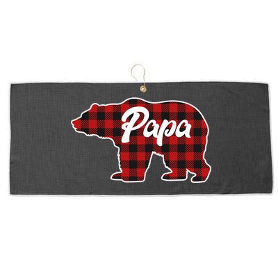 Family Christmas Matching Plaid Papa Bear Large Microfiber Waffle Golf Towel