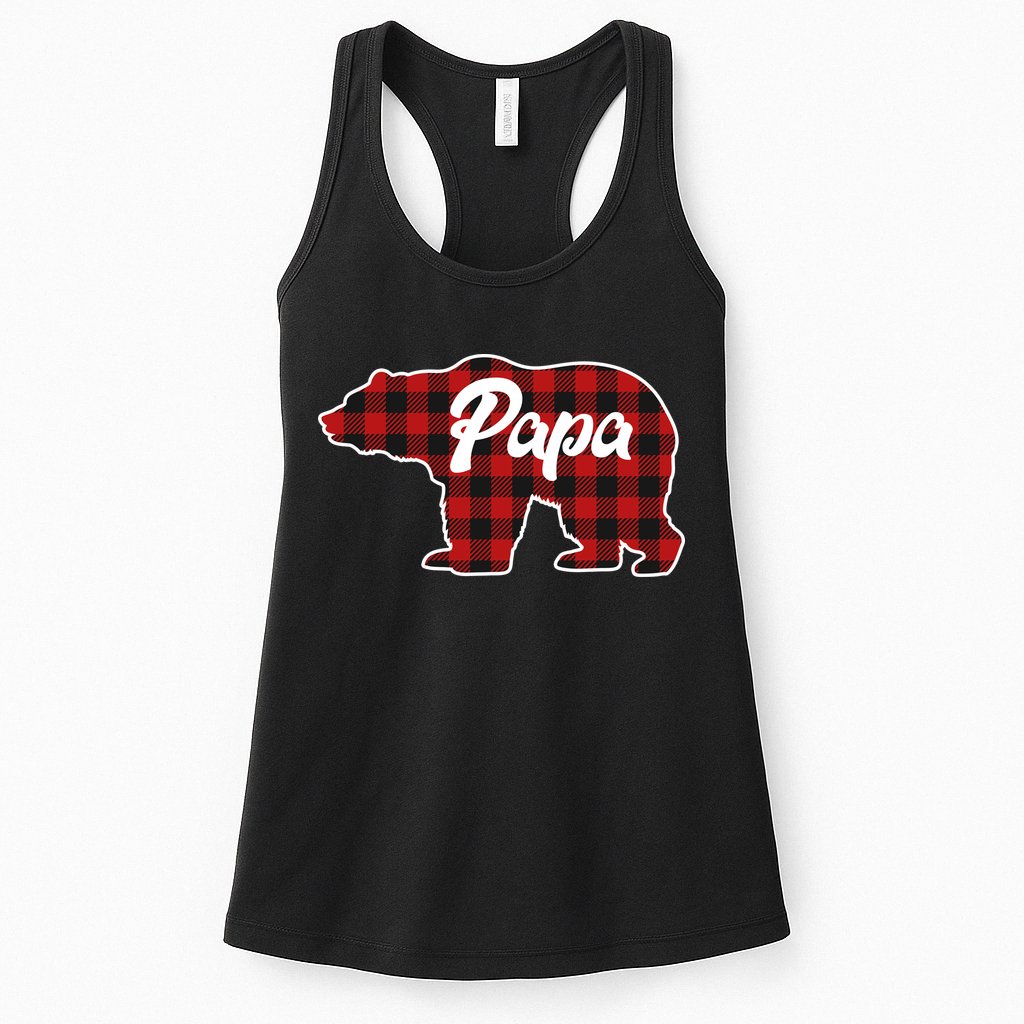 Family Christmas Matching Plaid Papa Bear Womens Tank Top
