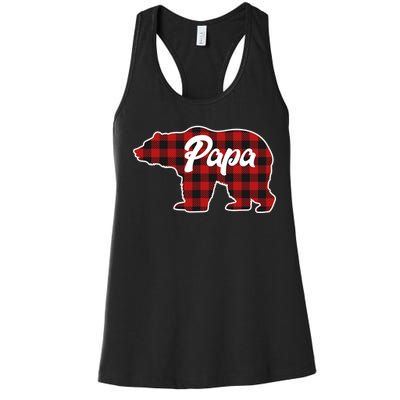 Family Christmas Matching Plaid Papa Bear Women's Racerback Tank