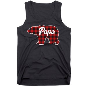 Family Christmas Matching Plaid Papa Bear Tank Top