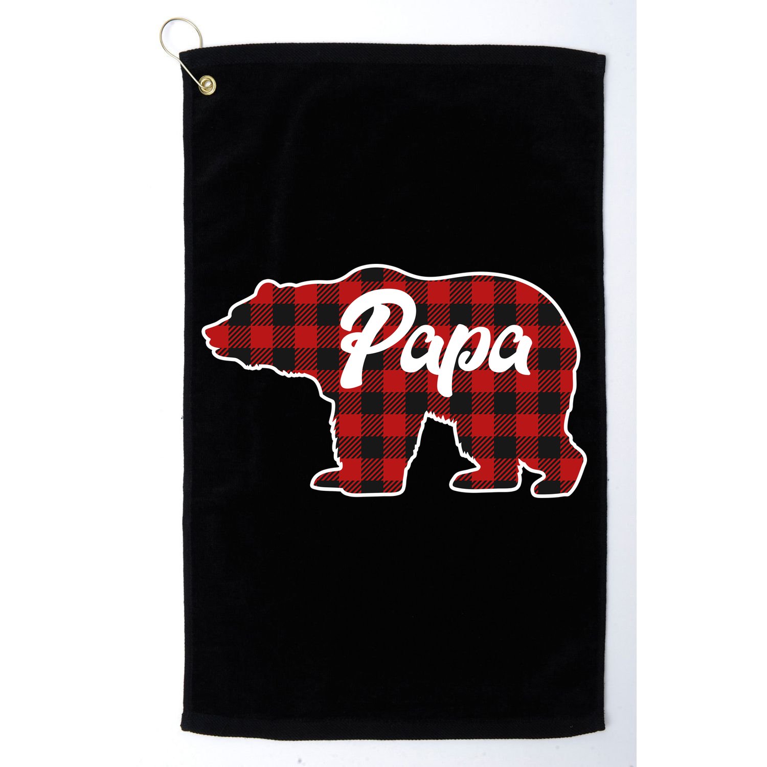Family Christmas Matching Plaid Papa Bear Golf Towel