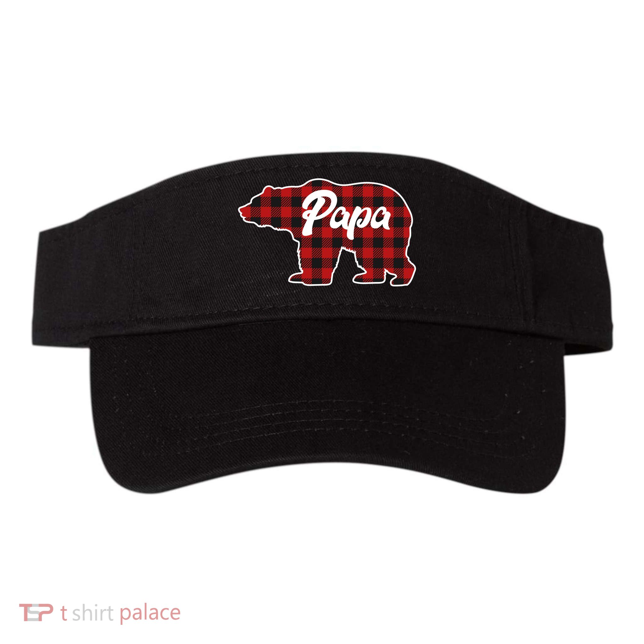 Family Christmas Matching Plaid Papa Bear Valucap Bio-Washed Visor
