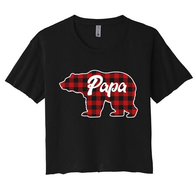 Family Christmas Matching Plaid Papa Bear Crop Top