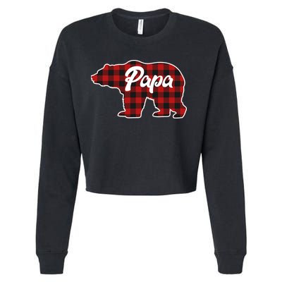 Family Christmas Matching Plaid Papa Bear Cropped Pullover Crew