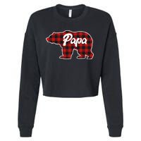 Family Christmas Matching Plaid Papa Bear Cropped Pullover Crew