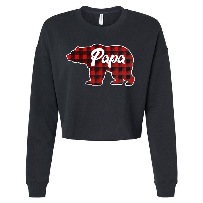 Family Christmas Matching Plaid Papa Bear Cropped Pullover Crew