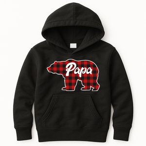 Family Christmas Matching Plaid Papa Bear Kids Hoodie