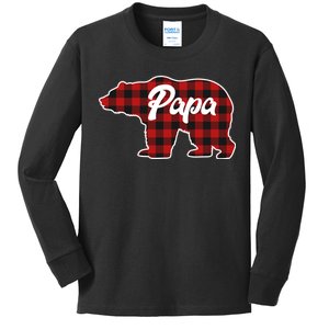 Family Christmas Matching Plaid Papa Bear Kids Long Sleeve Shirt