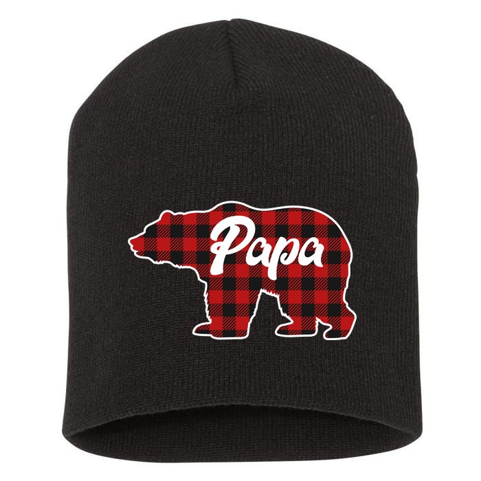 Family Christmas Matching Plaid Papa Bear Short Acrylic Beanie