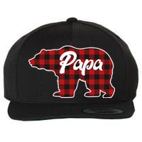 Family Christmas Matching Plaid Papa Bear Wool Snapback Cap