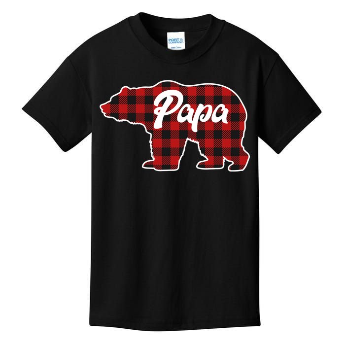 Family Christmas Matching Plaid Papa Bear Kids T-Shirt