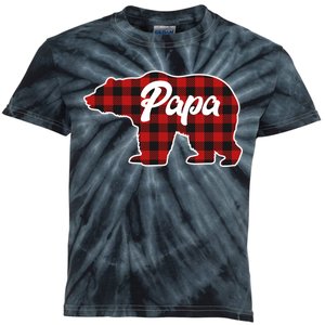 Family Christmas Matching Plaid Papa Bear Kids Tie-Dye T-Shirt