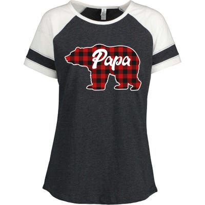 Family Christmas Matching Plaid Papa Bear Enza Ladies Jersey Colorblock Tee