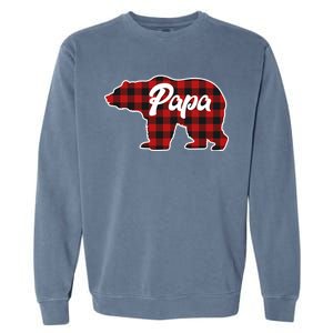 Family Christmas Matching Plaid Papa Bear Garment-Dyed Sweatshirt