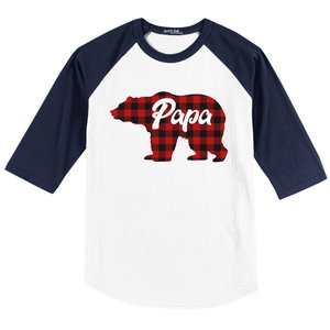 Family Christmas Matching Plaid Papa Bear Baseball Sleeve Shirt