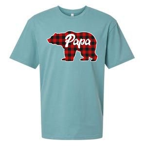 Family Christmas Matching Plaid Papa Bear Sueded Cloud Jersey T-Shirt