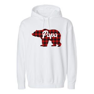 Family Christmas Matching Plaid Papa Bear Garment-Dyed Fleece Hoodie