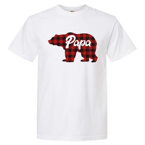 Family Christmas Matching Plaid Papa Bear Garment-Dyed Heavyweight T-Shirt