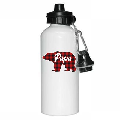 Family Christmas Matching Plaid Papa Bear Aluminum Water Bottle