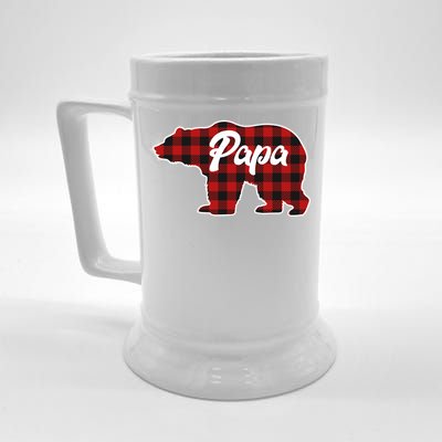 Family Christmas Matching Plaid Papa Bear Beer Stein