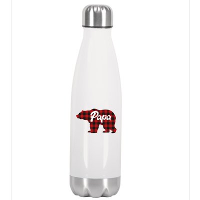 Family Christmas Matching Plaid Papa Bear Stainless Steel Insulated Water Bottle