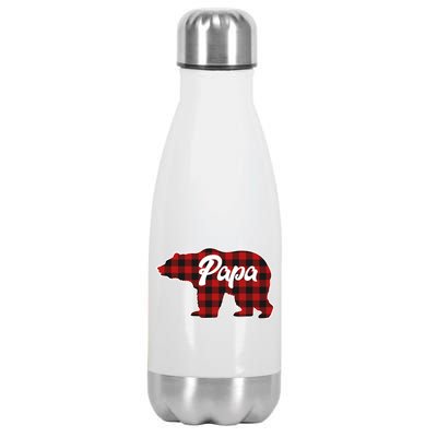 Family Christmas Matching Plaid Papa Bear Stainless Steel Insulated Water Bottle