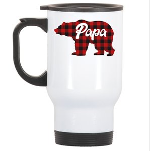 Family Christmas Matching Plaid Papa Bear Stainless Steel Travel Mug