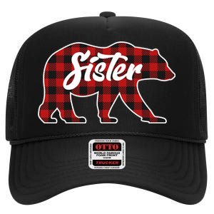 Family Christmas Matching Plaid Sister Bear High Crown Mesh Back Trucker Hat