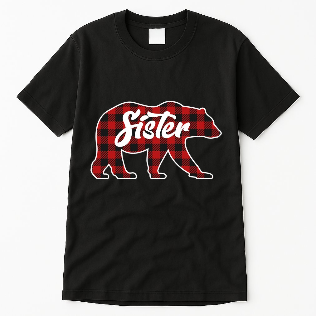 Family Christmas Matching Plaid Sister Bear Tall T-Shirt