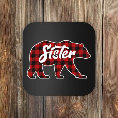 Family Christmas Matching Plaid Sister Bear Coaster