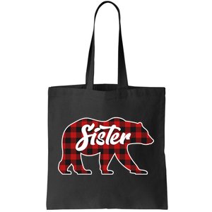 Family Christmas Matching Plaid Sister Bear Tote Bag